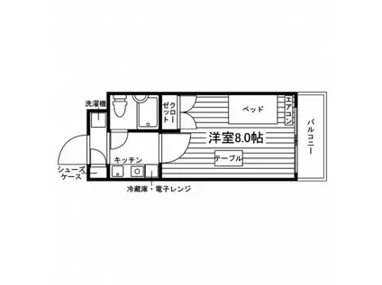 ヤングハイム谷塚(1K/5階)の間取り写真
