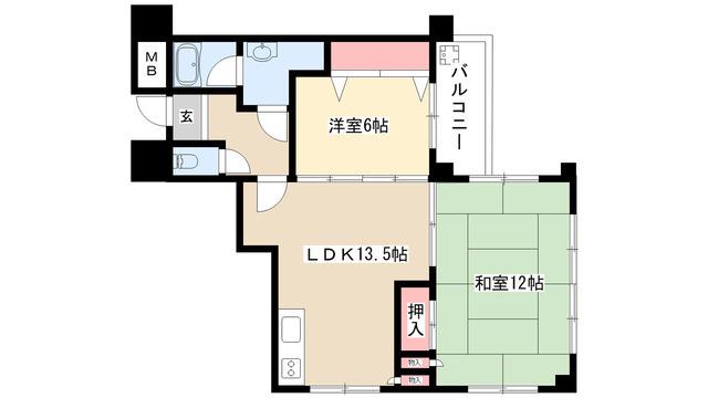 三洋ビル(2LDK/3階)の間取り写真