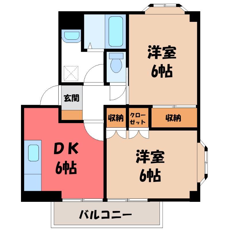 プランタンエトワール(2DK/1階)の間取り写真