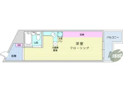 ラ・パルフェド国見(ワンルーム/1階)の間取り写真