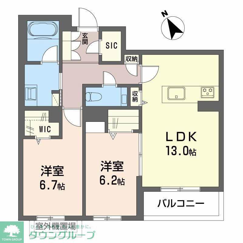 SHAMAISON HILLS 白壁(2LDK/2階)の間取り写真