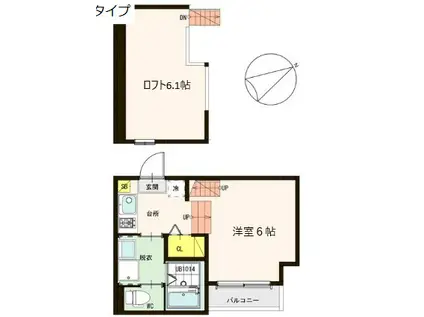 サンクブロンシェット(ワンルーム/1階)の間取り写真