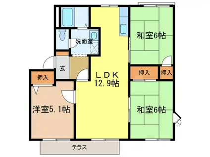 フレグランス錦(3LDK/1階)の間取り写真
