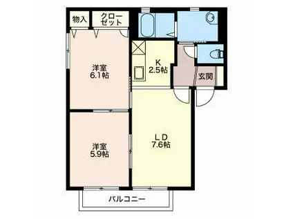 プレシール吉田B(2LDK/1階)の間取り写真