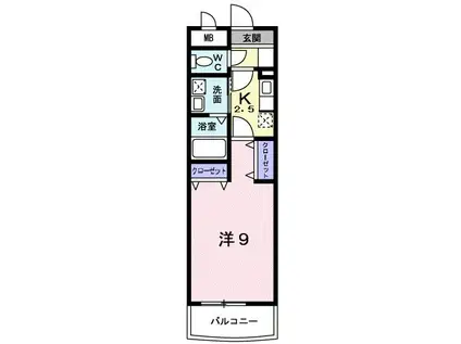 レガート元町(1K/4階)の間取り写真