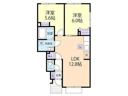 7/15登米市中田町テラスハウス B(2LDK/1階)の間取り写真