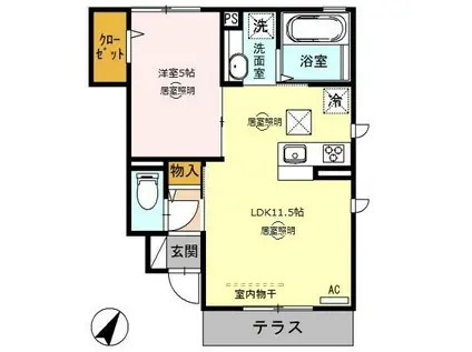 アルエット-ALOUETTO-(1LDK/1階)の間取り写真