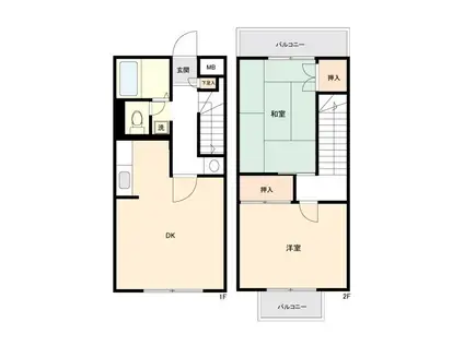 シャルム高舟台(2DK/1階)の間取り写真