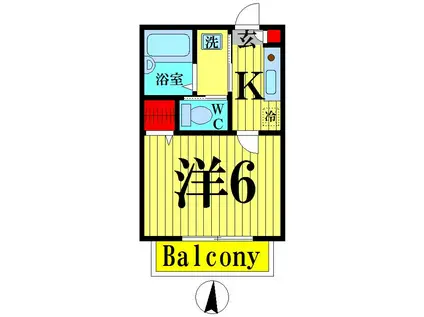 テラッツァ竹ノ塚(1K/1階)の間取り写真