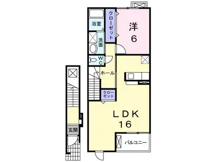 トゥー・ル・モンドユキD(1LDK/2階)の間取り写真
