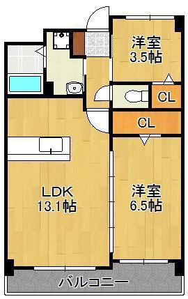 第60川崎ビル(2LDK/3階)の間取り写真