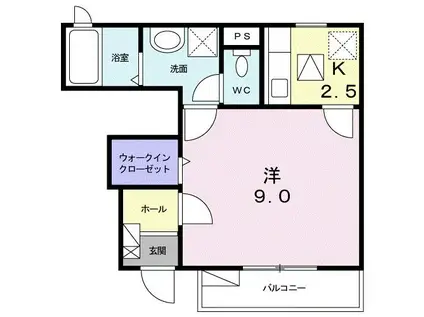 グランディオースII(1K/1階)の間取り写真