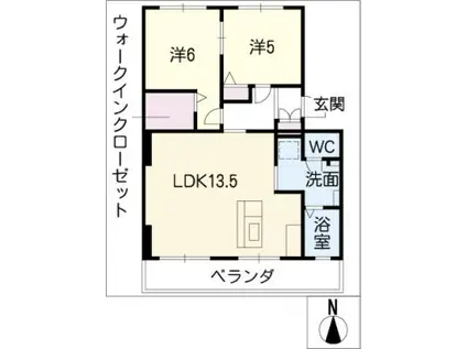 大野コーポ(2LDK/2階)の間取り写真