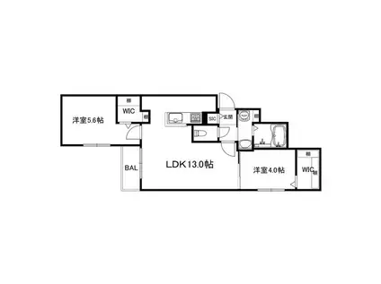 ブランシャール宮の森(2LDK/2階)の間取り写真