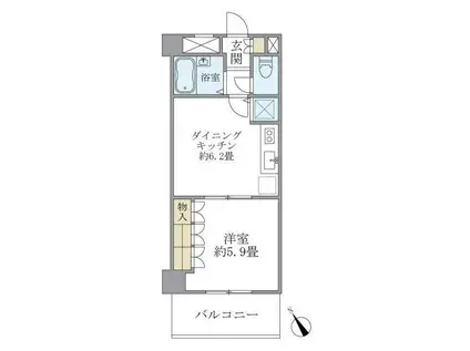 リーデンスタワー低層棟(1DK/5階)の間取り写真