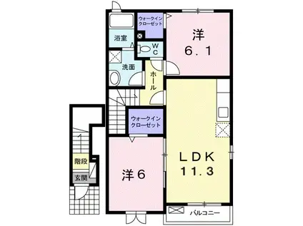 センチュリープレイス(2LDK/2階)の間取り写真