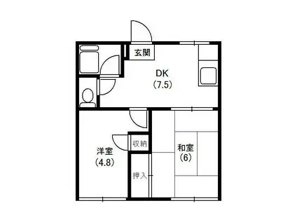 フォーブル松枝(2DK/2階)の間取り写真