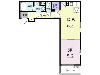 ミヌエット祇園(1DK/2階)の間取り写真