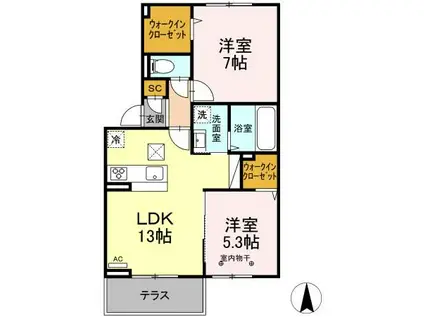 D-ROOM富士(2LDK/1階)の間取り写真