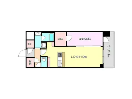 リッツ新大阪プレミアム(1LDK/10階)の間取り写真