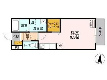 ヴィオラ(ワンルーム/1階)の間取り写真