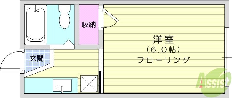 コーポラスプレザント(1K/1階)の間取り写真