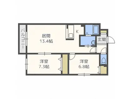 KOKOMO平和通(2LDK/4階)の間取り写真