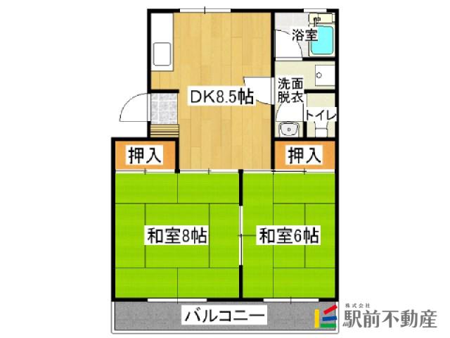 コーポ朝日(2DK/1階)の間取り写真