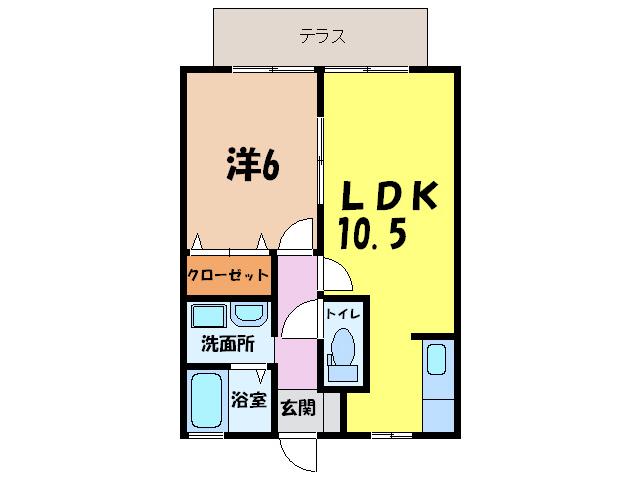 リベリュール富の原III(1LDK/1階)の間取り写真