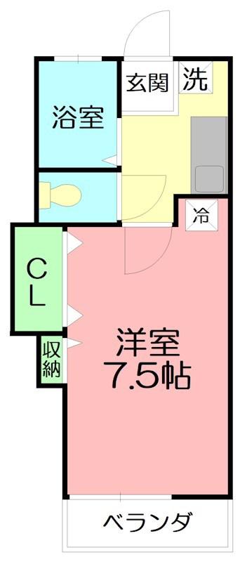 ジュネス東海(1K/2階)の間取り写真