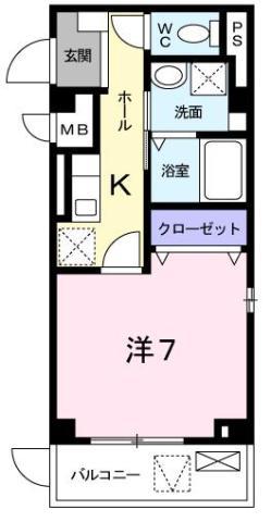 ウェザリア(1K/2階)の間取り写真