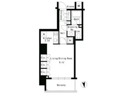 パークアクシス神楽坂ステージ(1K/4階)の間取り写真