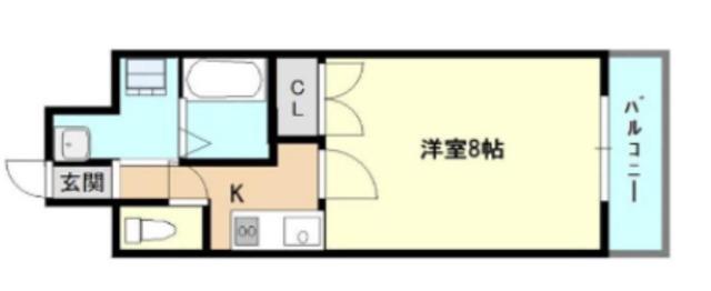 ティムール九条(1K/7階)の間取り写真