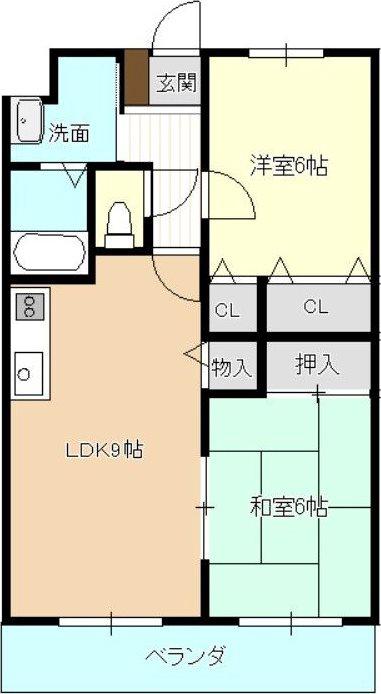 リベルテ曳馬(2LDK/3階)の間取り写真