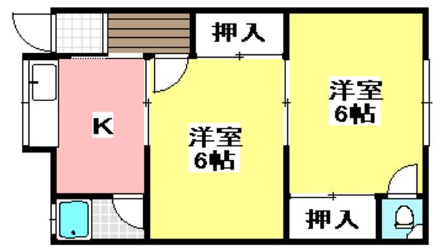 中里文化3号棟(2K/1階)の間取り写真