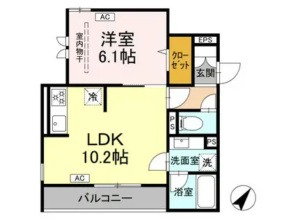 アメティスタ相模が丘(1LDK/3階)の間取り写真