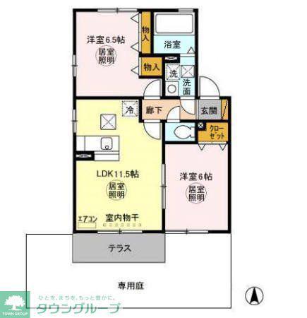 ロイヤルヒルズ春日ABCD(2LDK/1階)の間取り写真