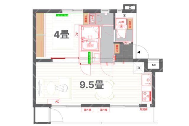 GOODROOM RESIDENCE 座間ホシノタニ団地 2号棟(1LDK/3階)の間取り写真