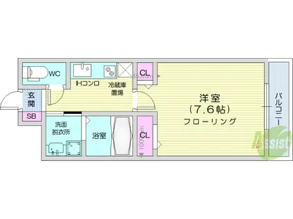 カルムコトー(1K/1階)の間取り写真