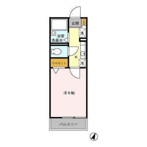 小田急江ノ島線 六会日大前駅 徒歩9分 2階建 築24年(1K/2階)の間取り写真