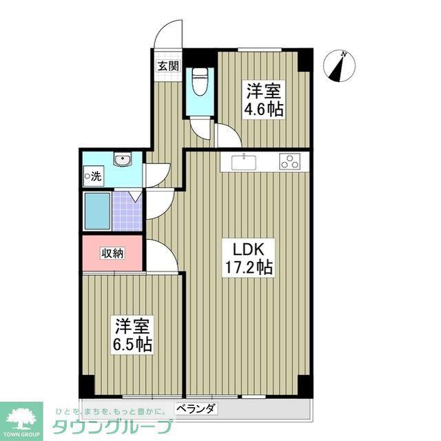 リブレス坂戸関間(2DK/6階)の間取り写真