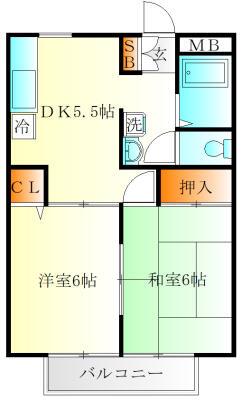 ドミール北栄(2DK/3階)の間取り写真