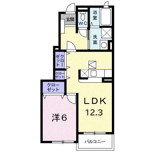 ラフィネアン(1LDK/1階)の間取り写真