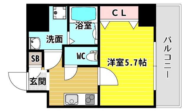 BLUE西長堀(1K/8階)の間取り写真