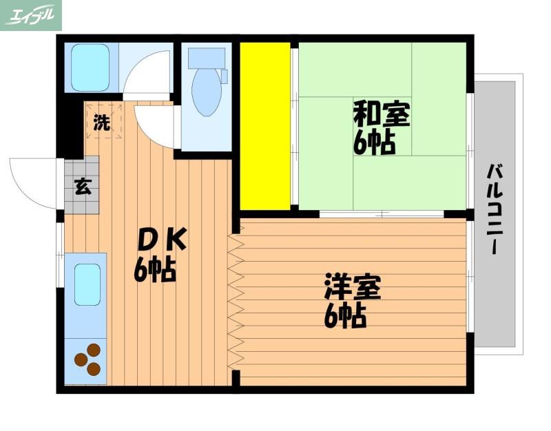 コーポ薔薇 B(2DK/2階)の間取り写真