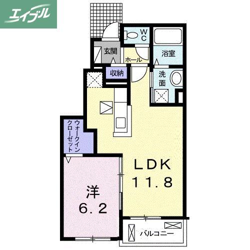 メゾフォルテ京山(1LDK/1階)の間取り写真