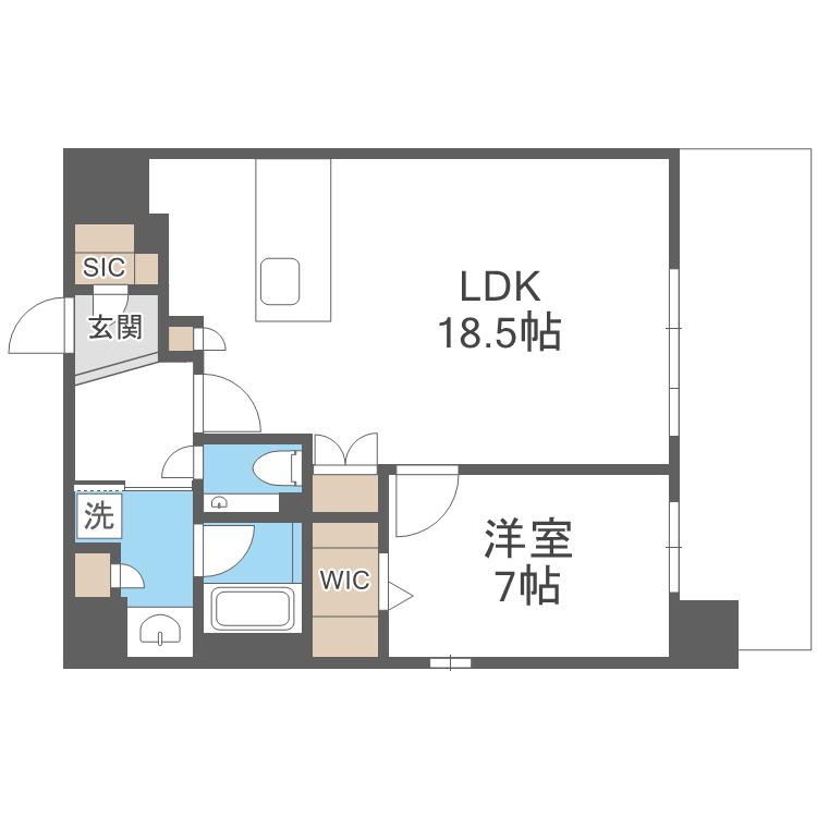 S-RESIDENCE大手門AWESOME(1LDK/2階)の間取り写真
