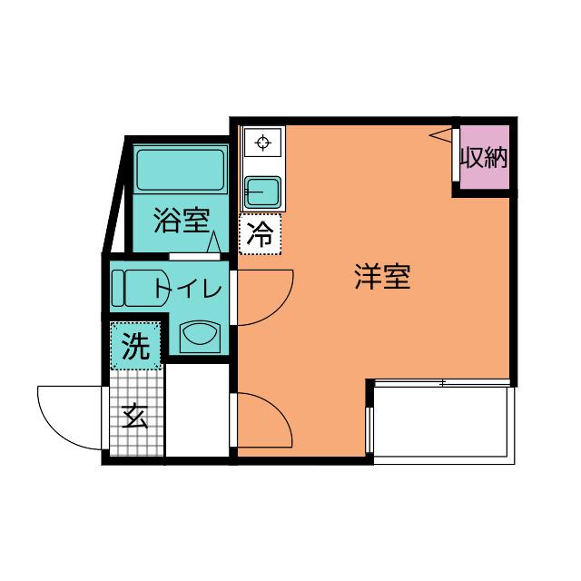 DEN鷹取Ⅱ(ワンルーム/3階)の間取り写真