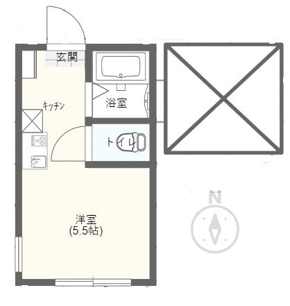 ヒルズ篠原東3丁目(ワンルーム/2階)の間取り写真