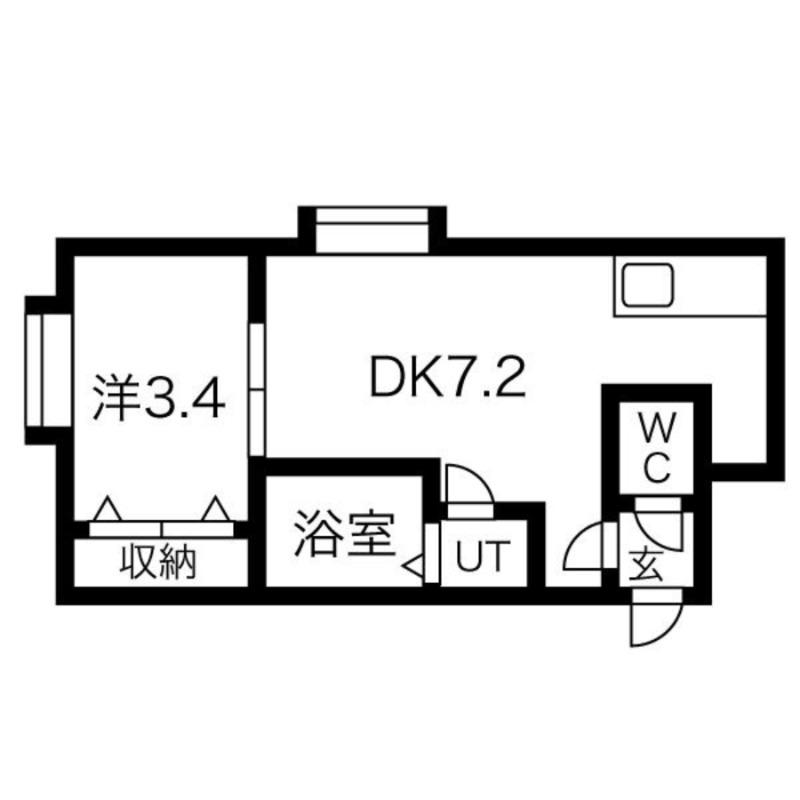 フラットJ月寒西(1DK/3階)の間取り写真